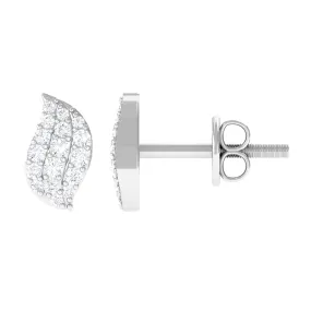 0.25 CT Round Zircon Leaf Stud Earrings in Gold