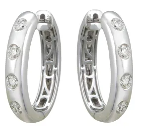 0.89ct tw Burnish Set Diamond Station Hoop Earrings