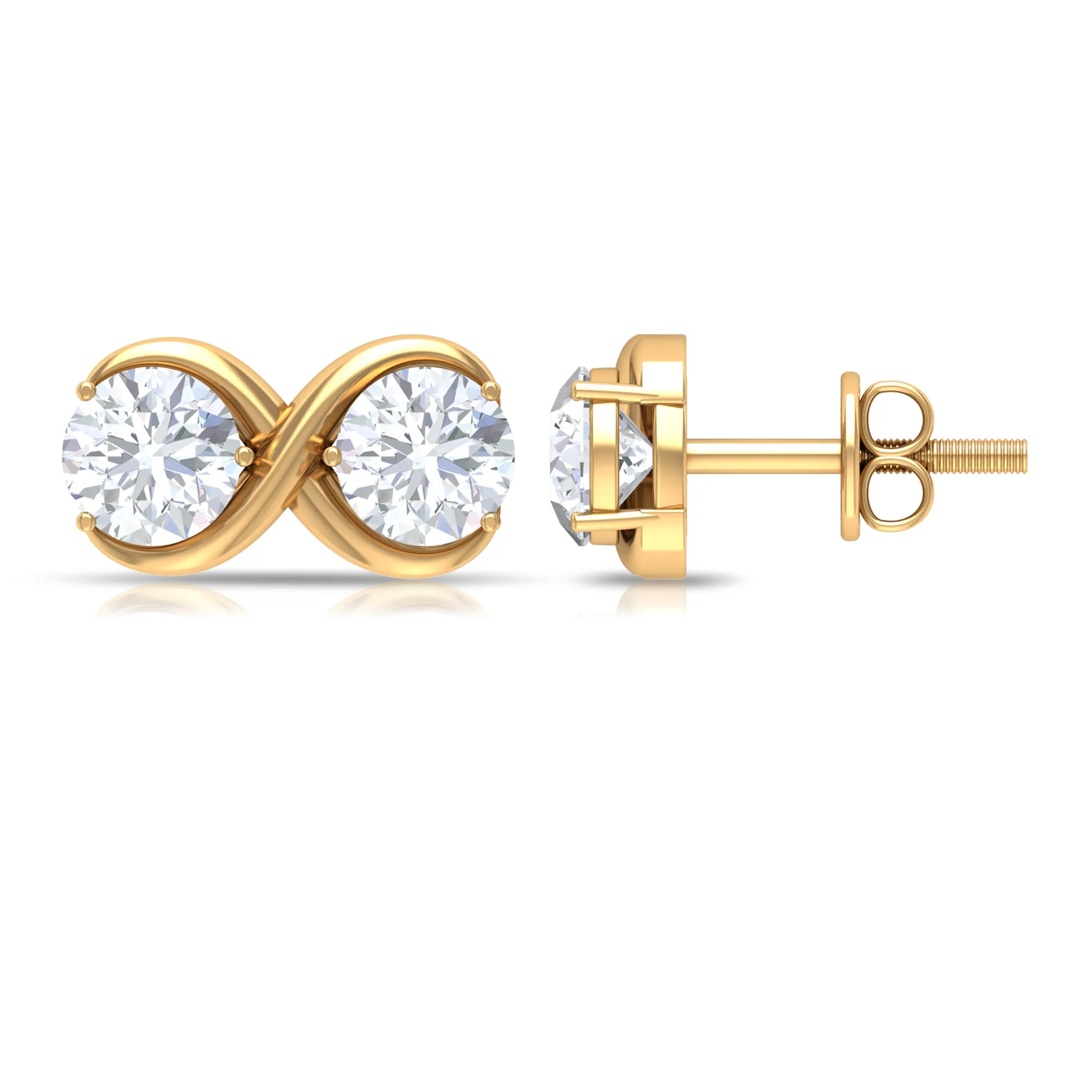 1 CT Round Cubic Zirconia Infinity Stud Earrings