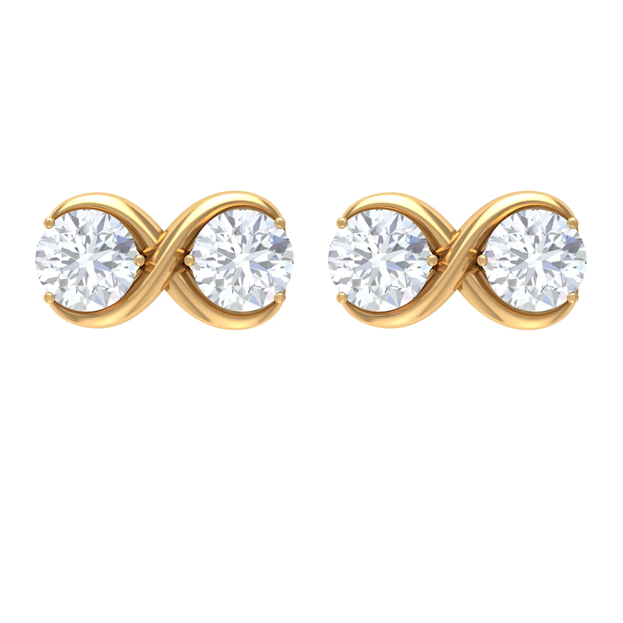 1 CT Round Cubic Zirconia Infinity Stud Earrings