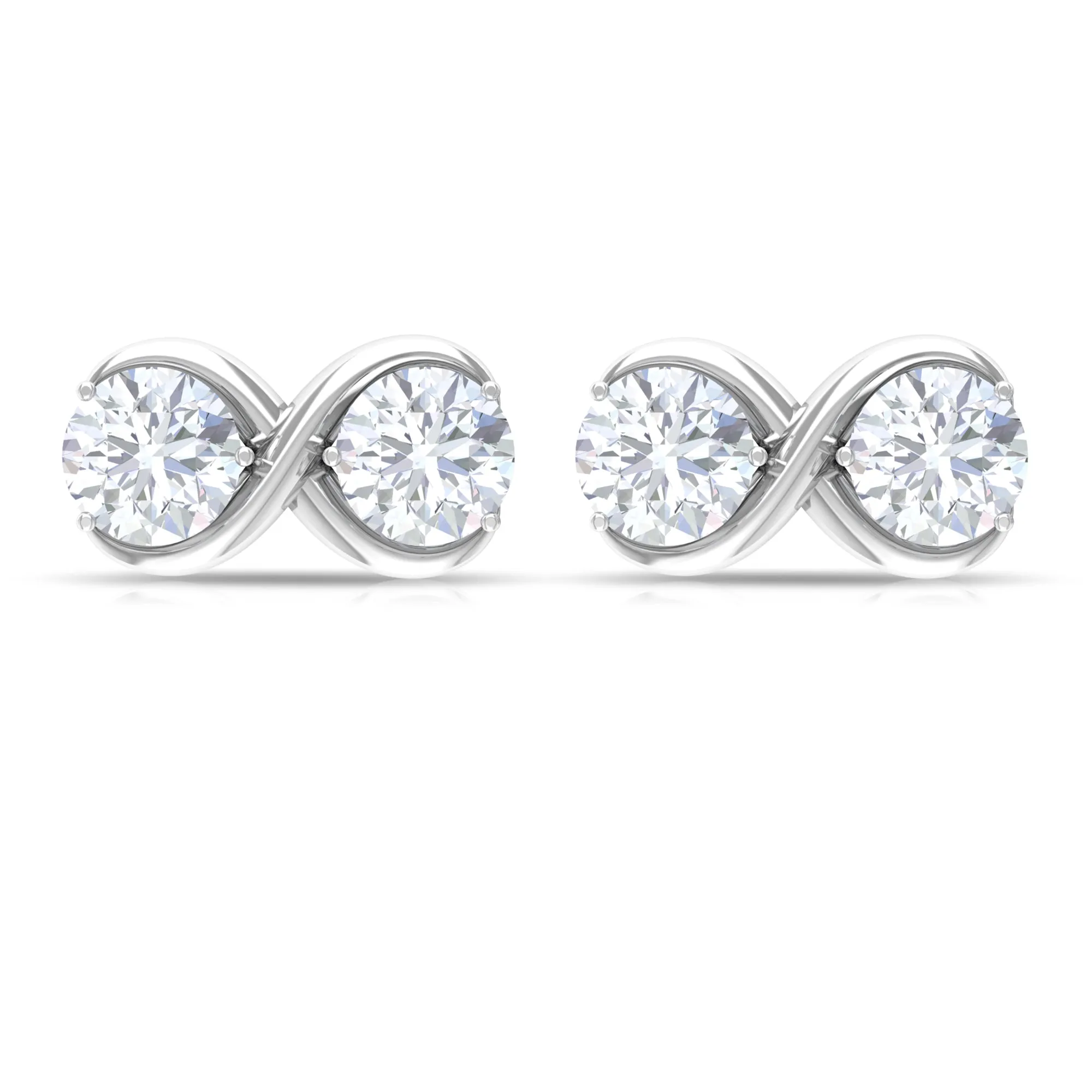 1 CT Round Cubic Zirconia Infinity Stud Earrings
