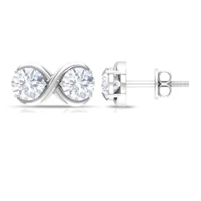 1 CT Round Cubic Zirconia Infinity Stud Earrings
