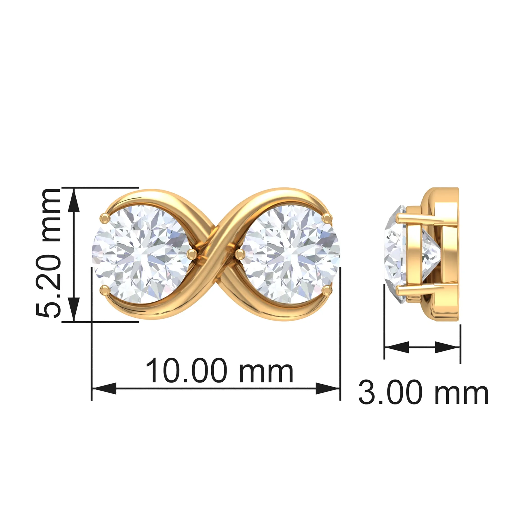 1 CT Round Cubic Zirconia Infinity Stud Earrings