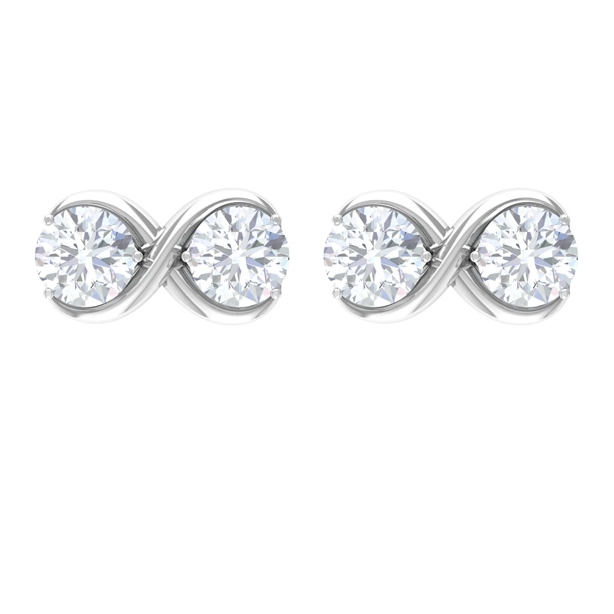 1 CT Round Cubic Zirconia Infinity Stud Earrings