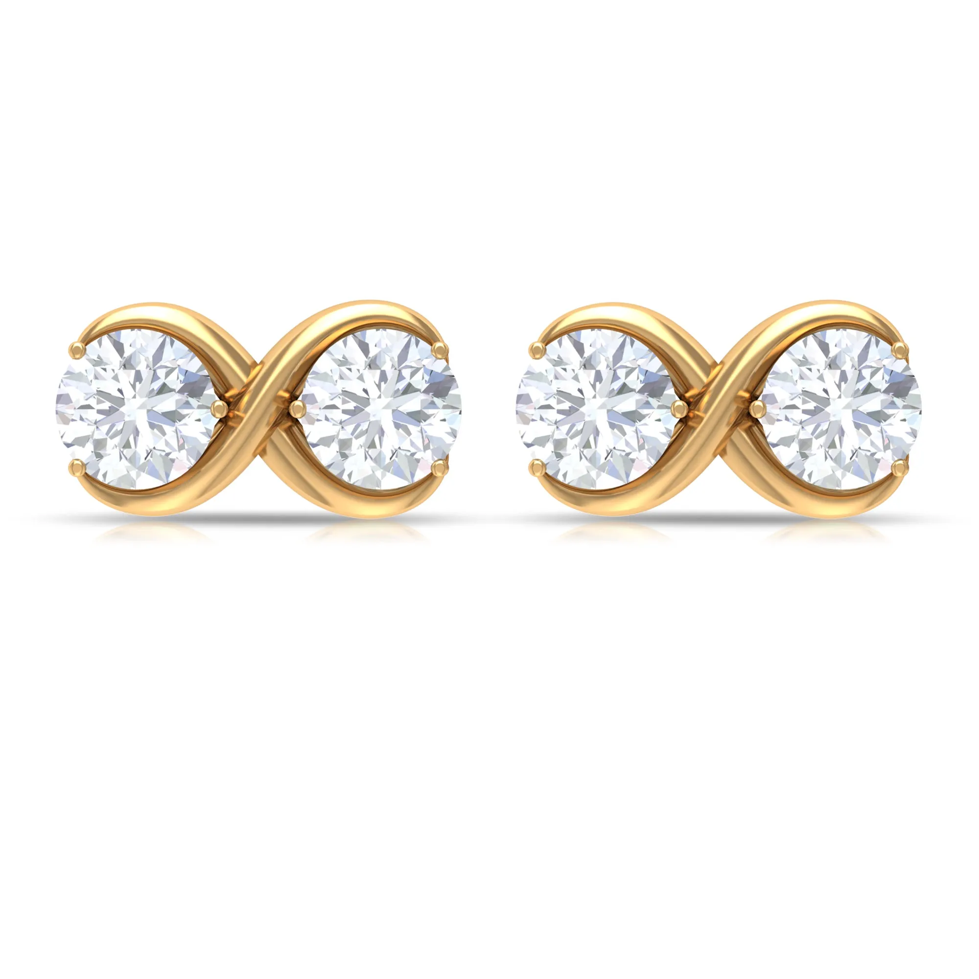 1 CT Round Cubic Zirconia Infinity Stud Earrings