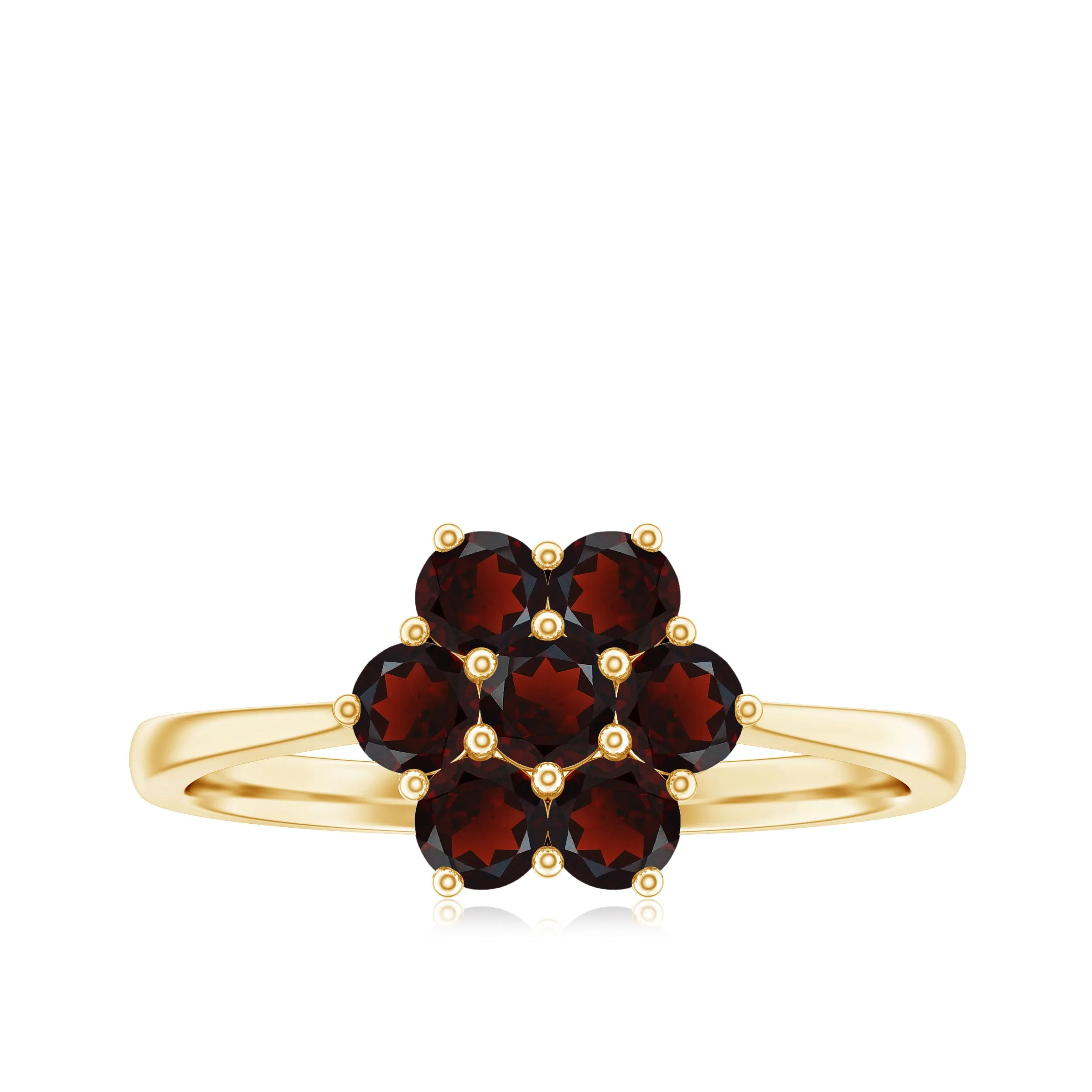 1 CT Round Shape Garnet Cluster Flower Ring