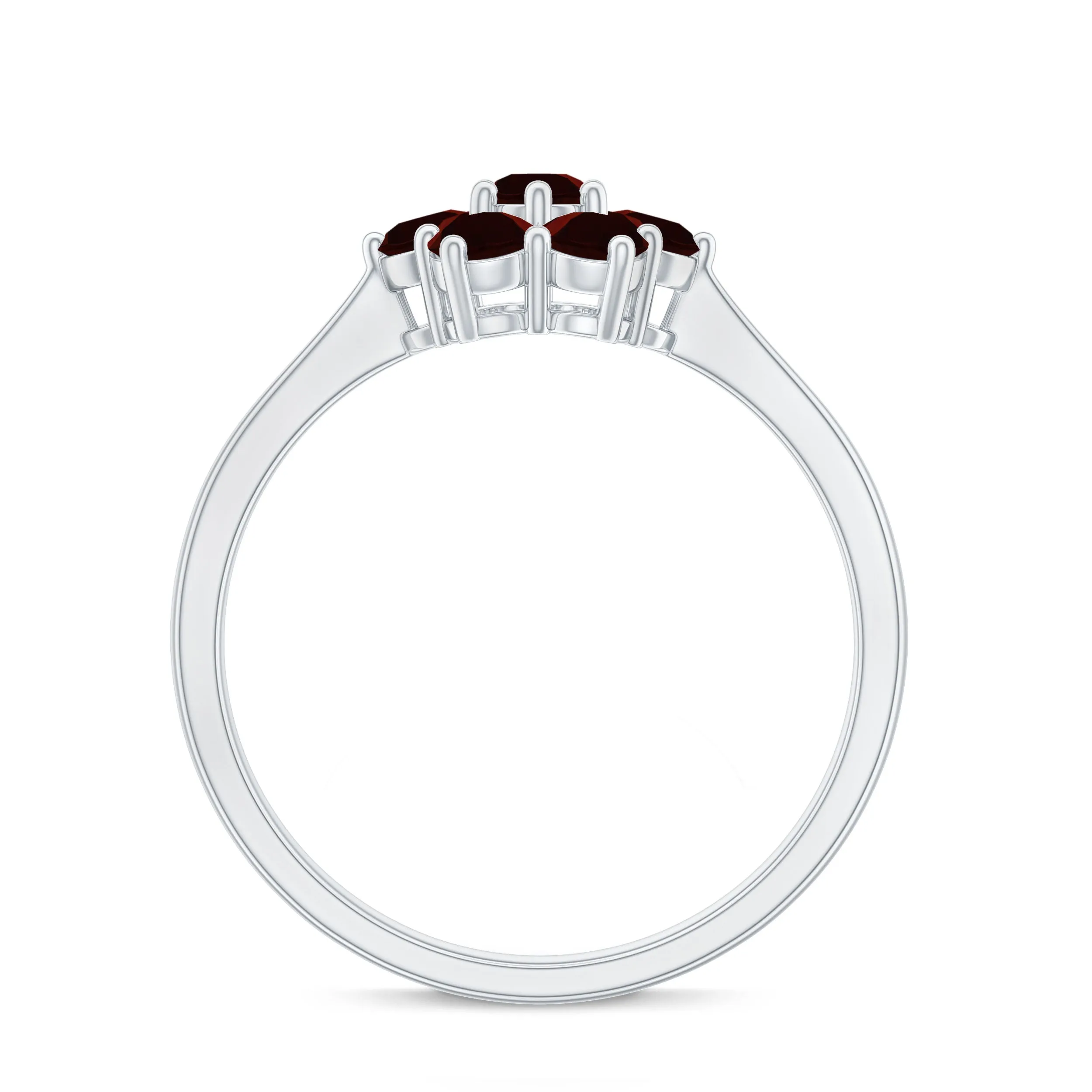 1 CT Round Shape Garnet Cluster Flower Ring