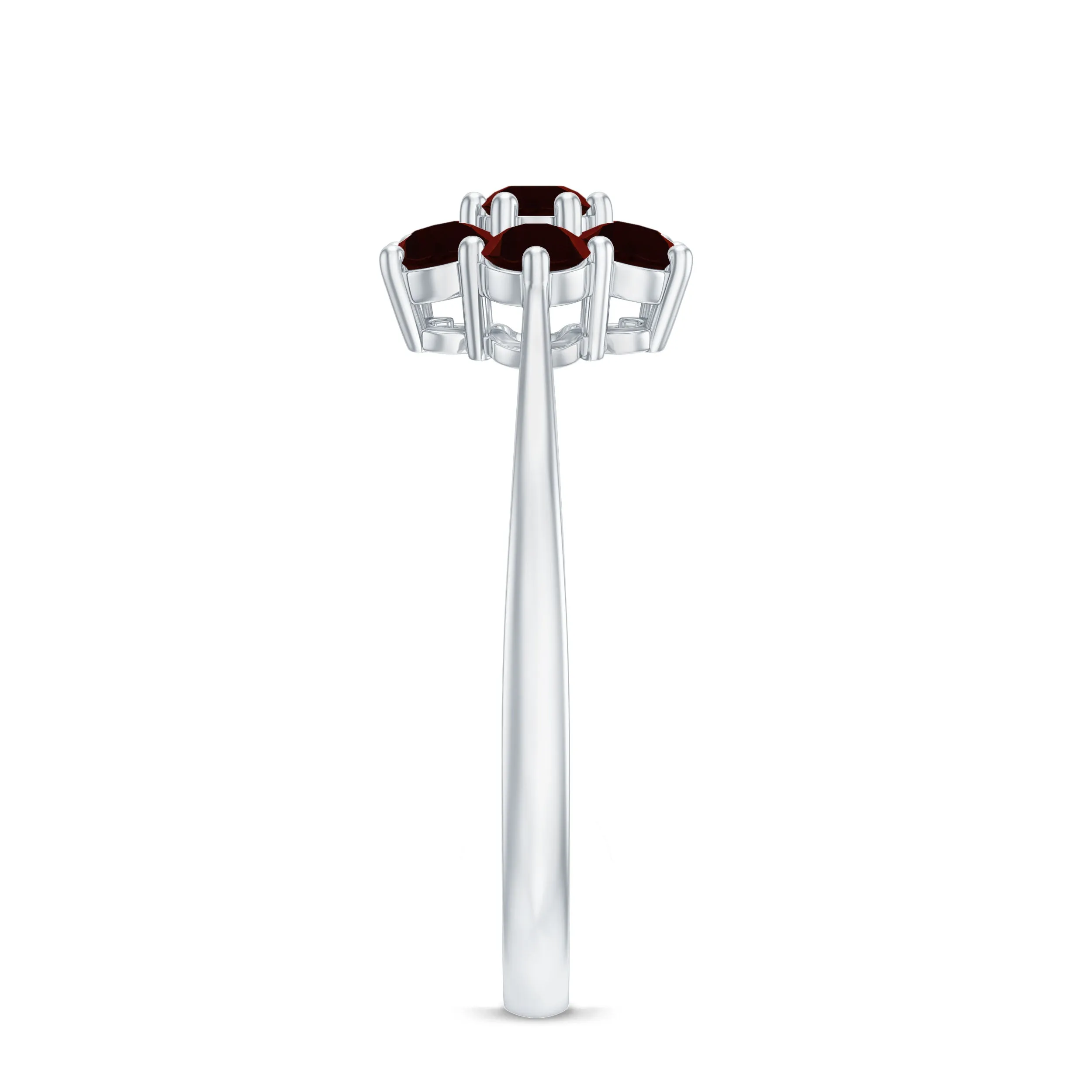 1 CT Round Shape Garnet Cluster Flower Ring