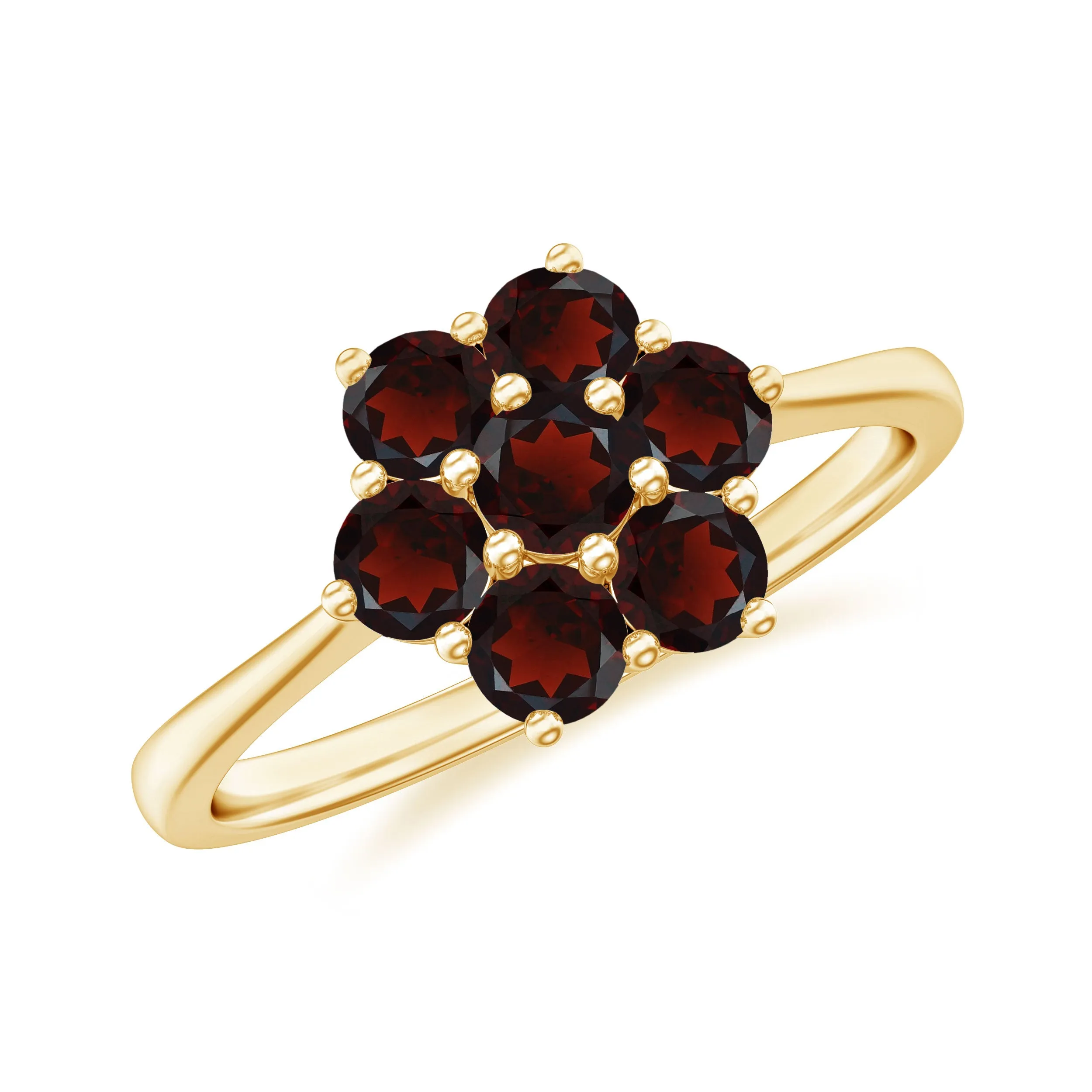 1 CT Round Shape Garnet Cluster Flower Ring