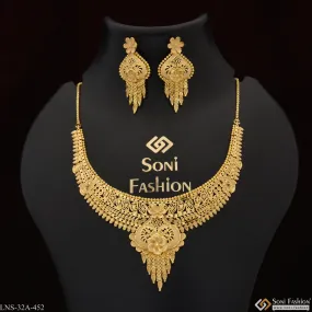 1 Gram Gold Plated Best Quality Gold Plated Necklace Set for Women - Style A452