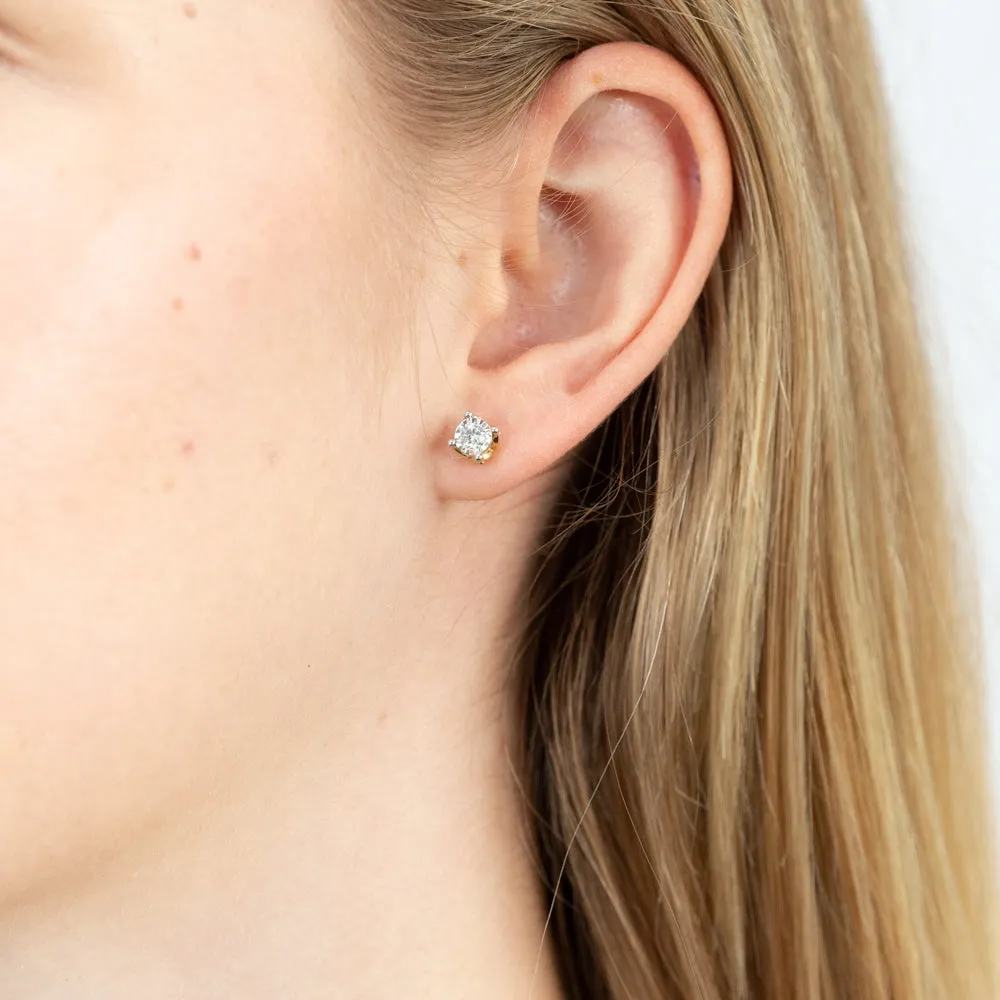 10ct Yellow Gold  1/2 Carat Diamond Stud Earrings