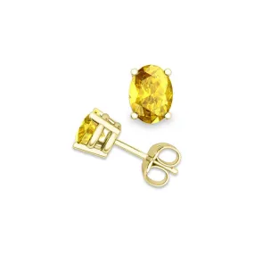 10k Yellow Gold Plated 3 Carat Princess Cut Created Yellow Sapphire Stud Earrings