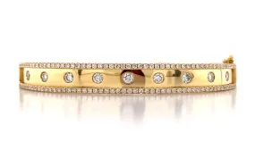 1.10carat Burnish Set Diamond Station Bangle Bracelet