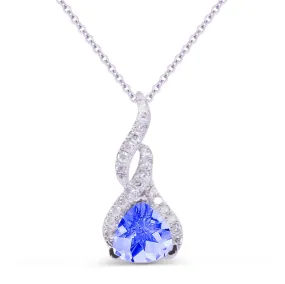 1.1ct Created Sapphire 16"Pendant Necklace in 14K White Gold