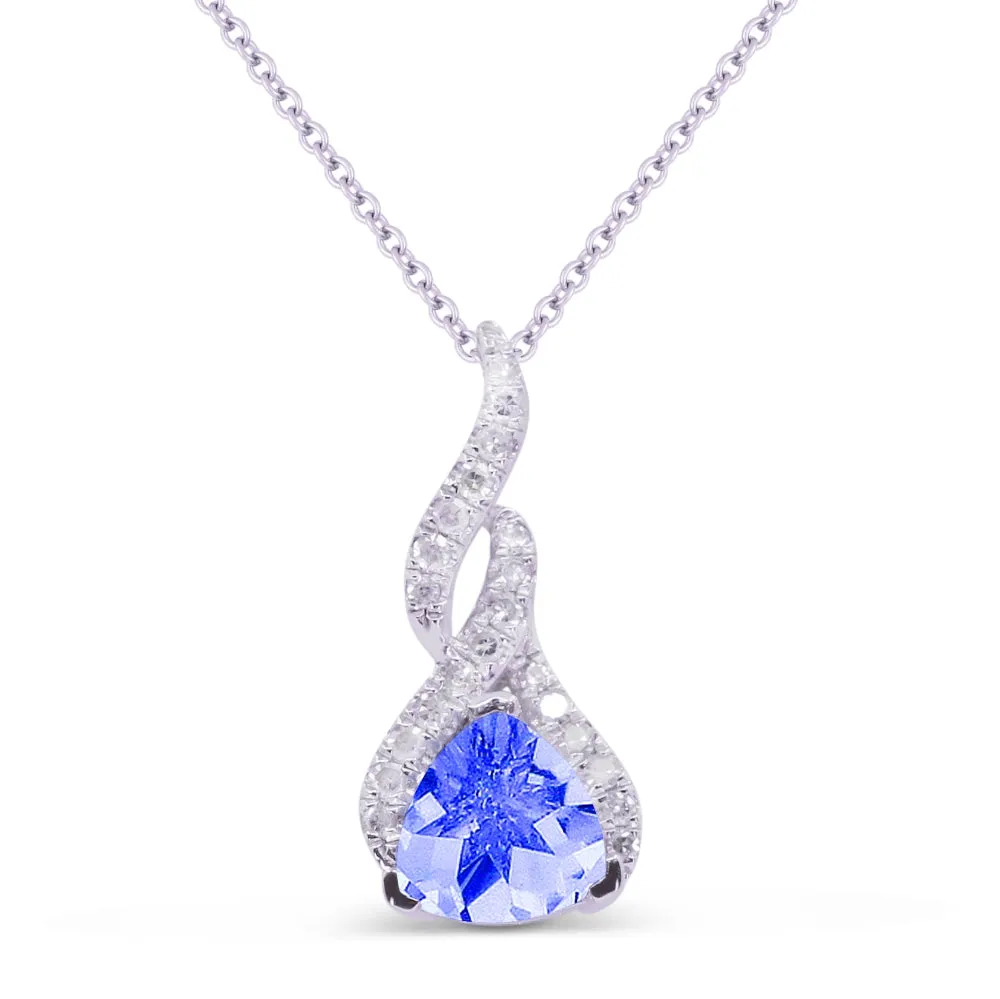 1.1ct Created Sapphire 16"Pendant Necklace in 14K White Gold
