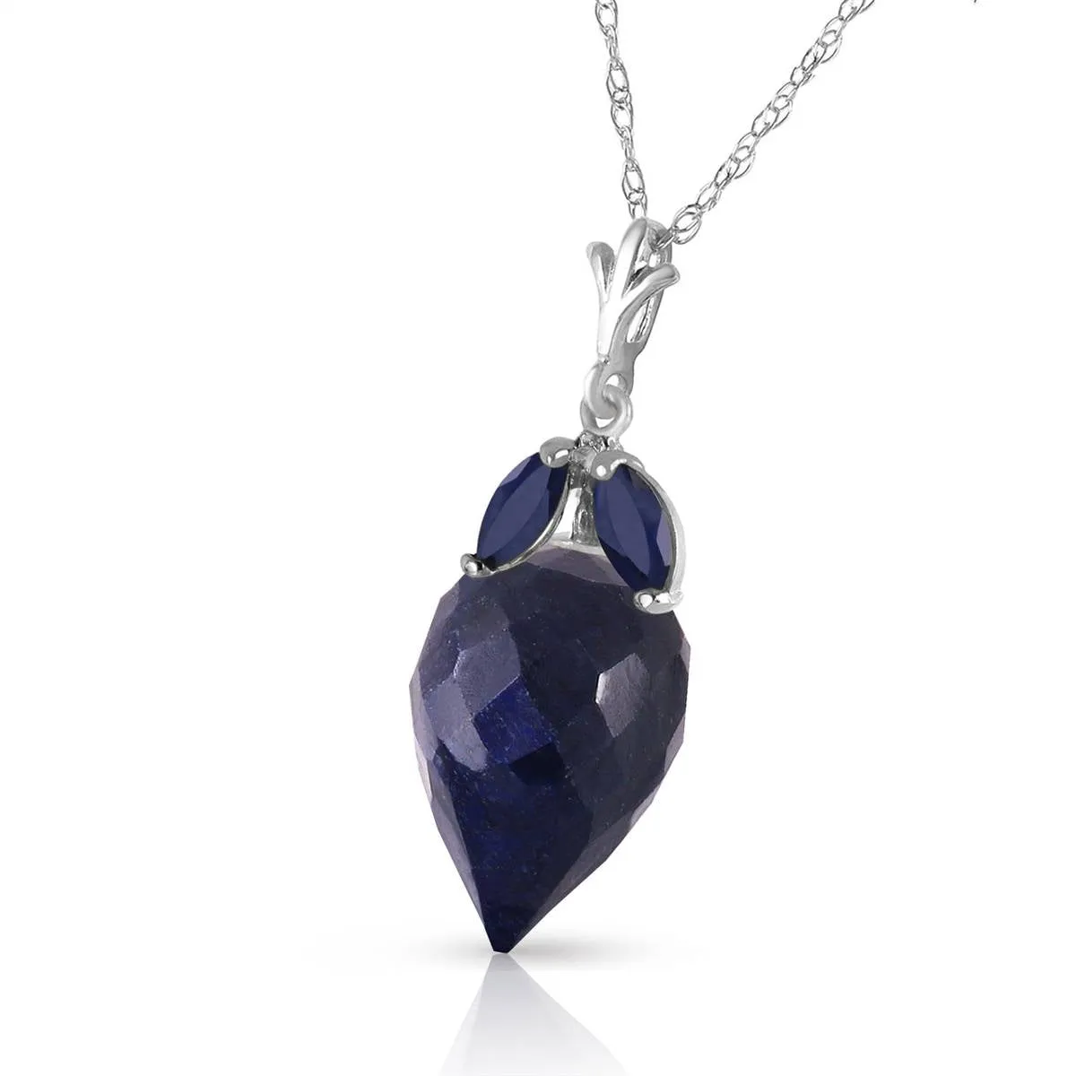 13.4 Carat 14K Solid White Gold Shimmering Sense Sapphire Necklace