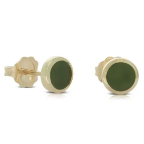 14ct Yellow Gold NZ Greenstone Stud Earrings