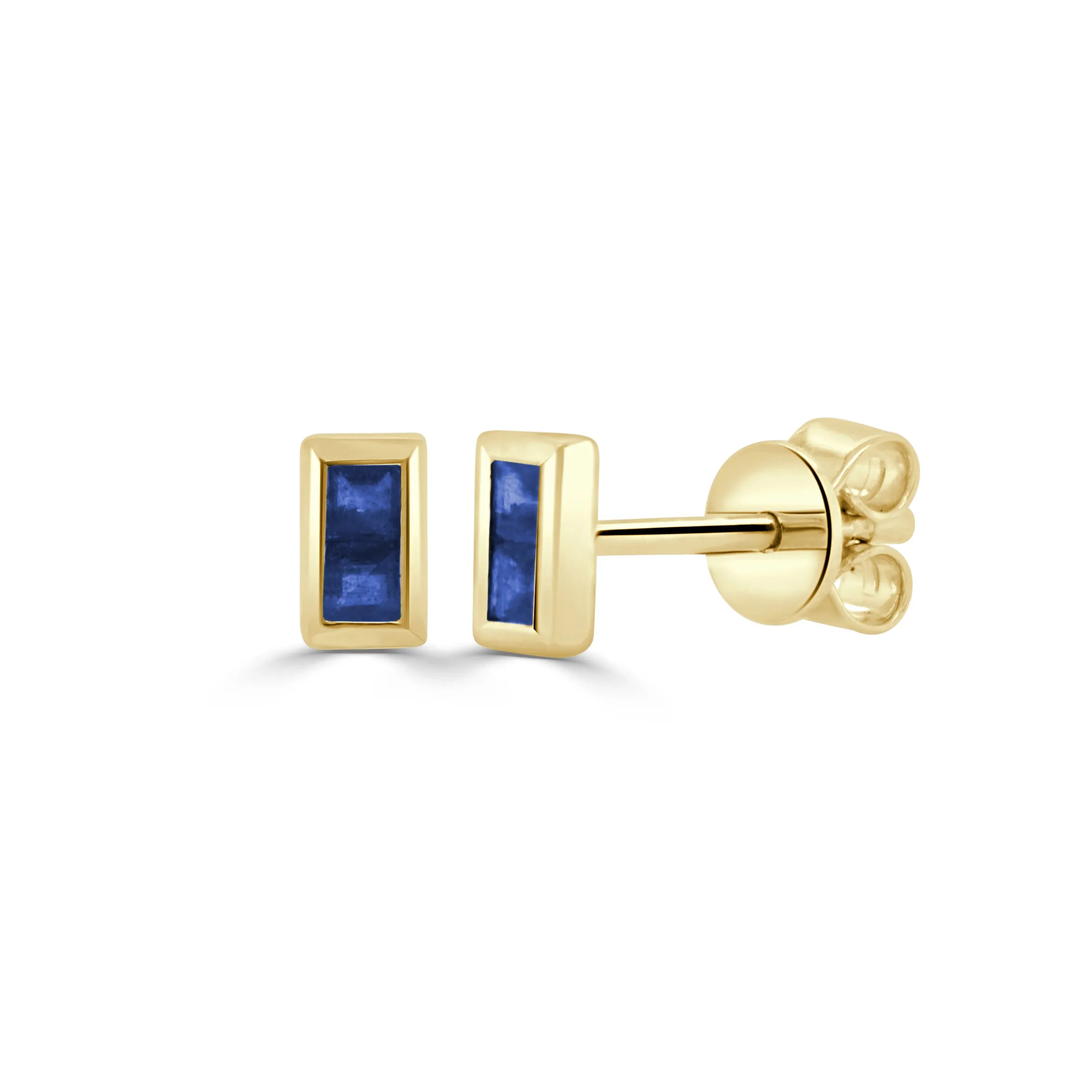 14k Gold & Baguette Sapphire Stud Earring - 0.10ct