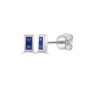 14k Gold & Baguette Sapphire Stud Earring - 0.10ct