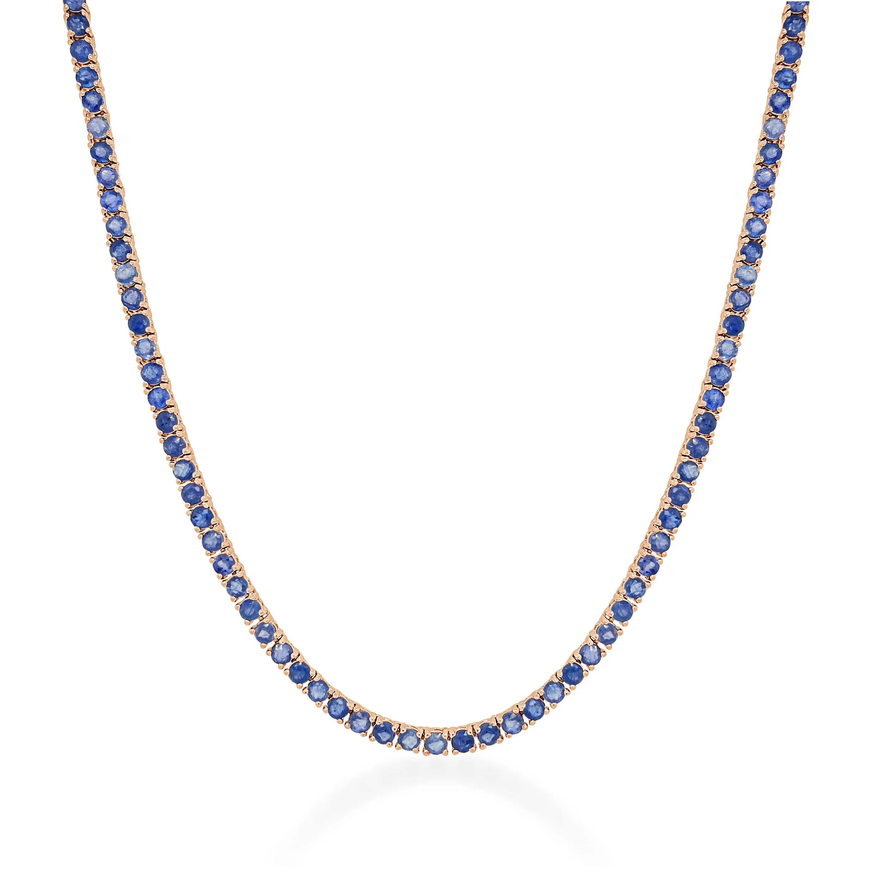 14k Gold & Gemstone Tennis Necklace - 10.45ct