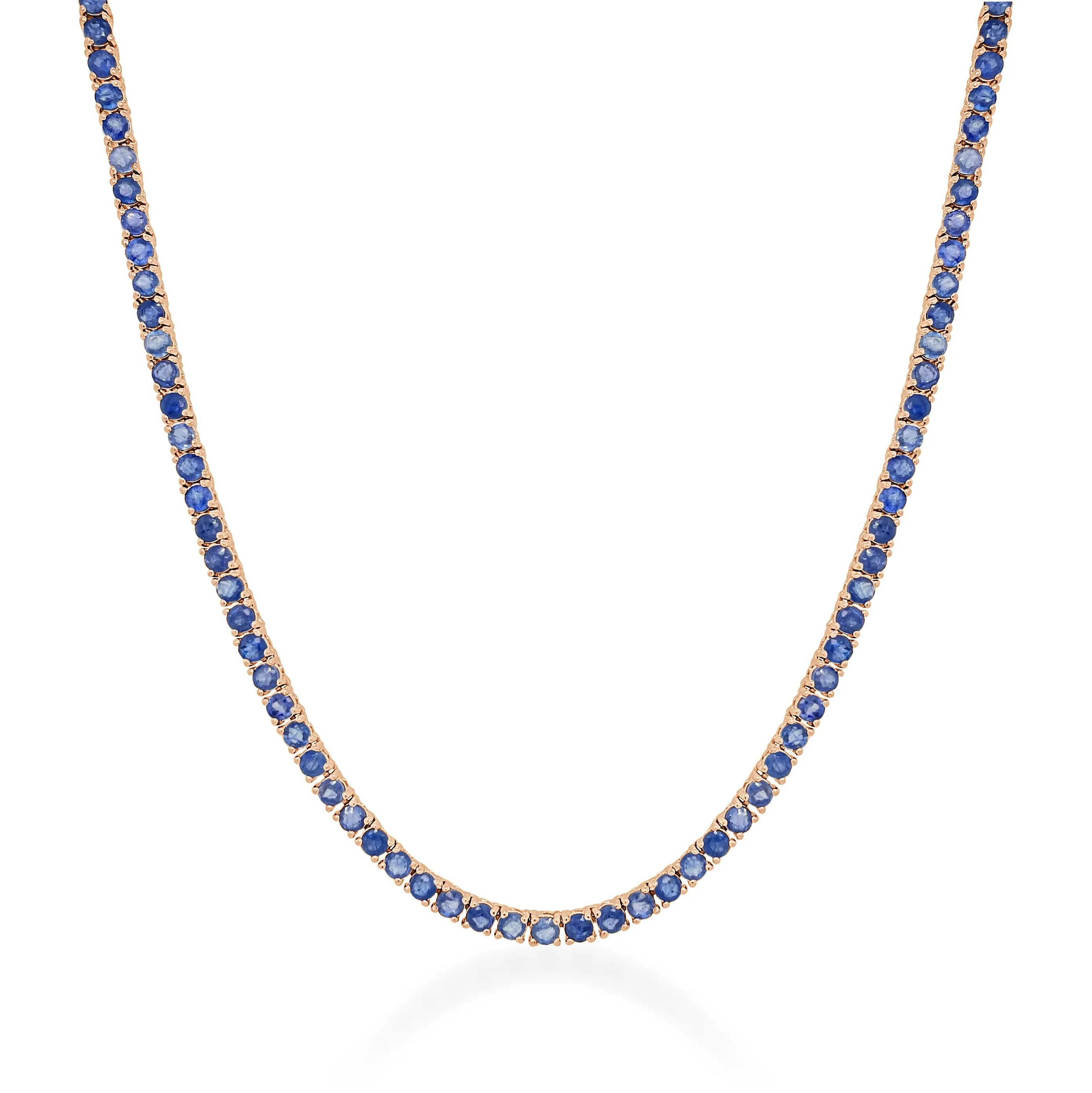 14k Gold & Gemstone Tennis Necklace - 10.45ct