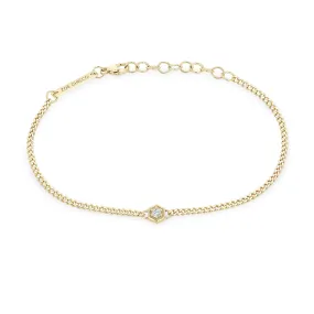14k Gold Diamond Hexagon Curb Chain Bracelet
