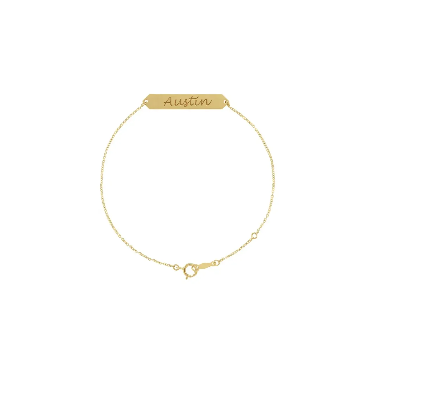 14K Gold Geometric Engravable 7-8" Bracelet