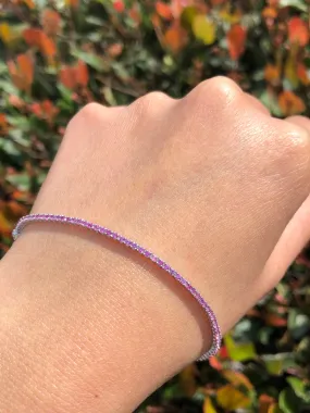 14K Gold Pink Sapphire Color Stoned Tennis Bracelet