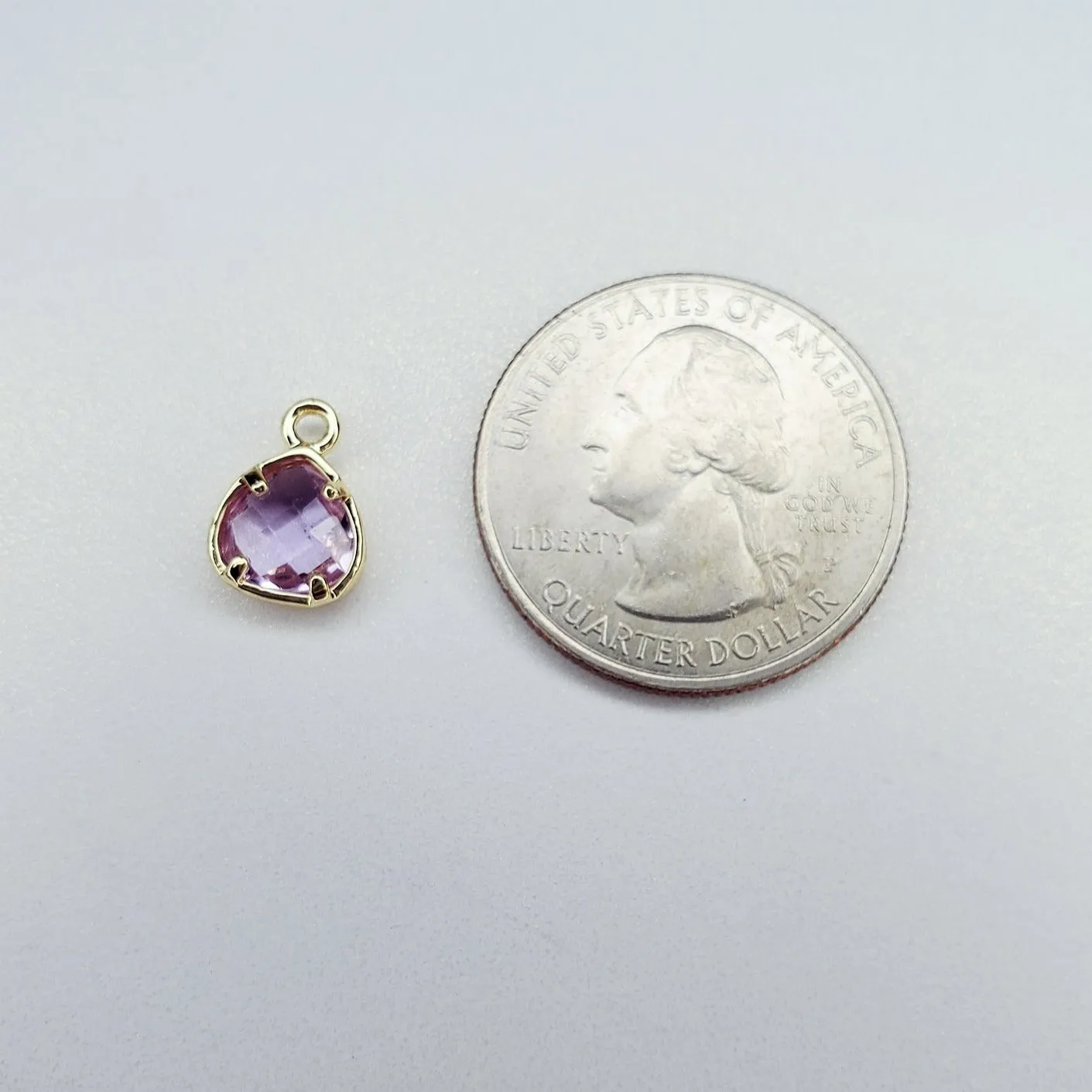 14K Gold Plated Teardrop Amethyst Cubic Zirconia Charm