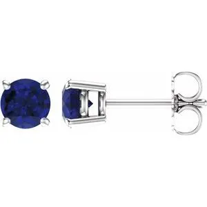 14K White 5 mm Natural Aquamarine Stud Earrings