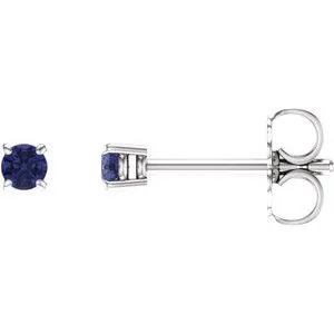 14K White 5 mm Natural Aquamarine Stud Earrings