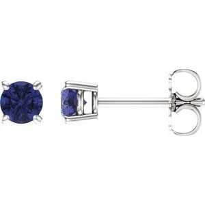 14K White 5 mm Natural Aquamarine Stud Earrings