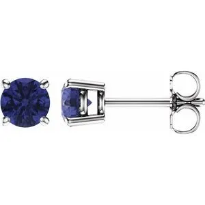 14K White 5 mm Natural Aquamarine Stud Earrings