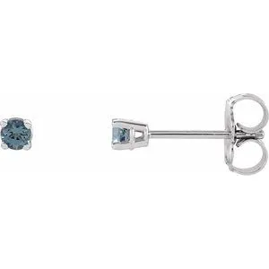 14K White 5 mm Natural Aquamarine Stud Earrings