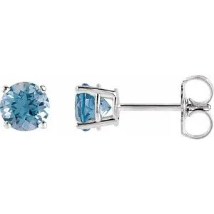 14K White 5 mm Natural Aquamarine Stud Earrings