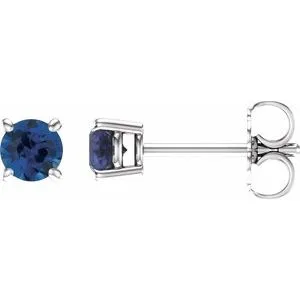 14K White 5 mm Natural Aquamarine Stud Earrings