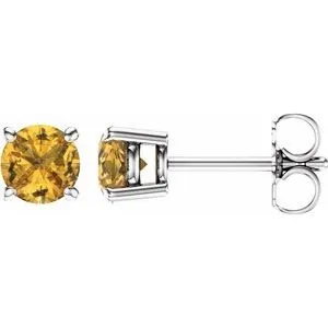 14K White 5 mm Natural Aquamarine Stud Earrings