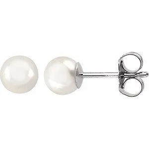 14K White 8 mm Cultured White Akoya Pearl Earrings