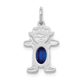 14k White Gold Girl Oval Genuine Sapphire