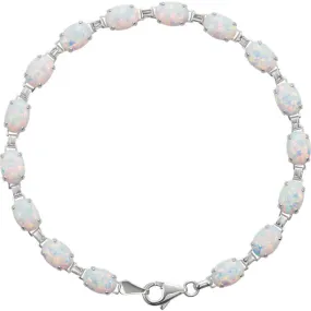 14K White Gold Lab-Grown Opal Line Bracelet