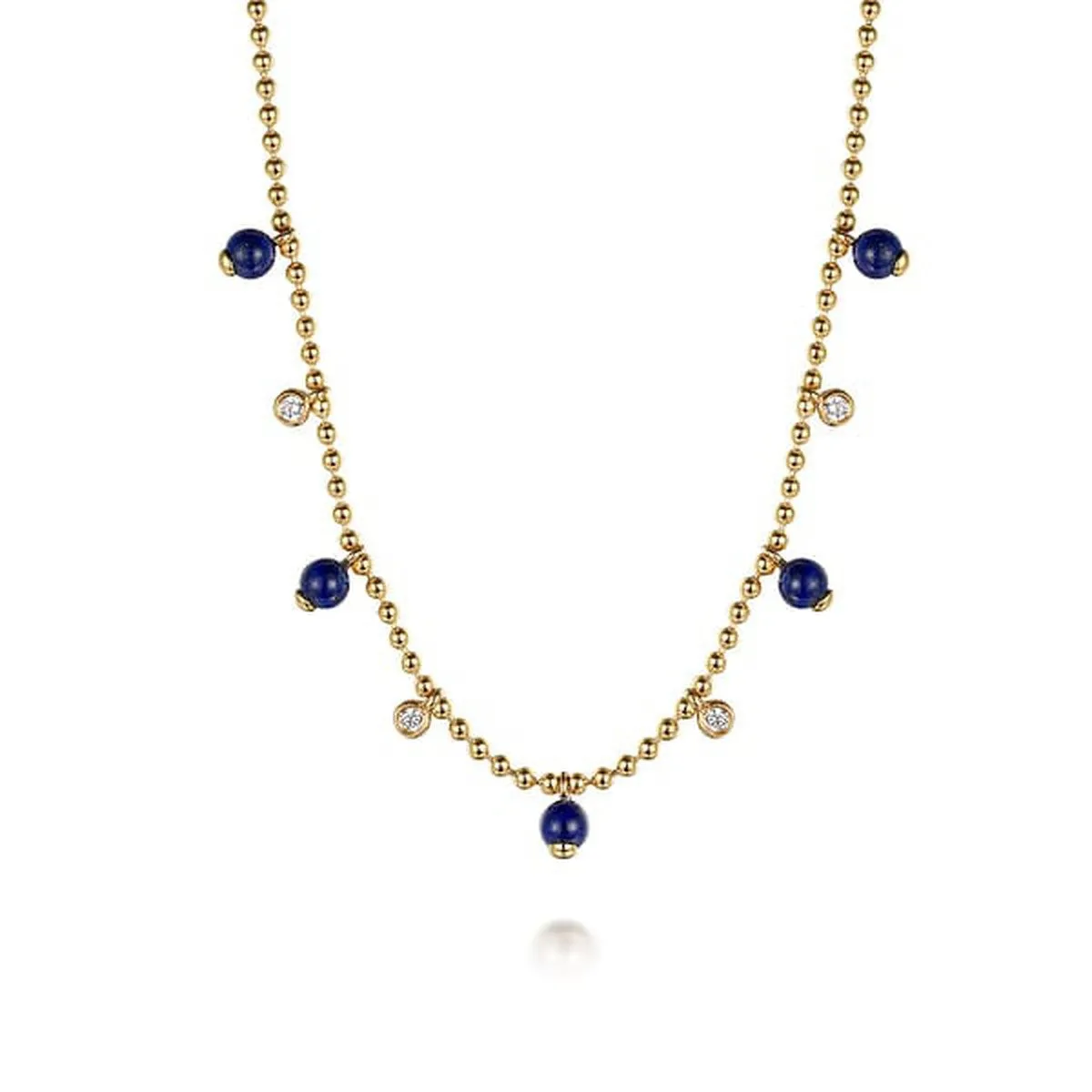14K Yellow Gold Bujukan Lapis and White Sapphire Droplet Necklace - NK7659Y4JMC