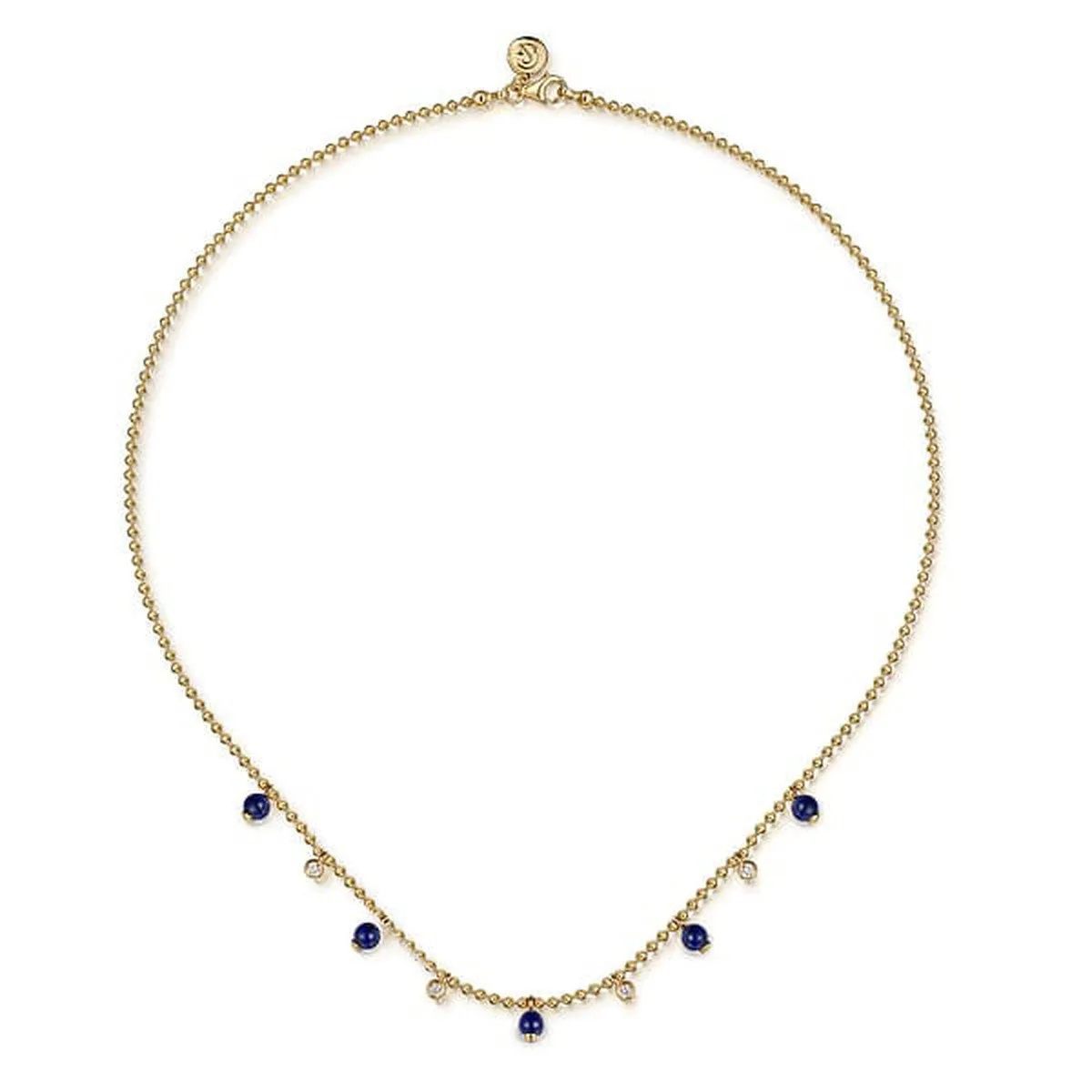 14K Yellow Gold Bujukan Lapis and White Sapphire Droplet Necklace - NK7659Y4JMC