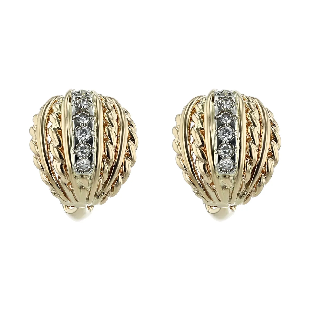 14K Yellow Gold Diamond Button Earrings
