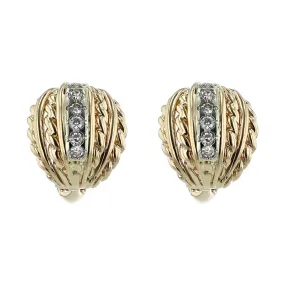 14K Yellow Gold Diamond Button Earrings