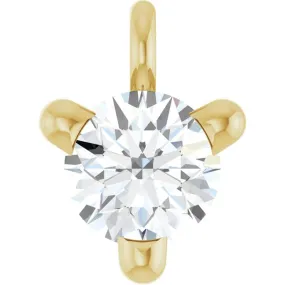 14K Yellow Gold Natural White Sapphire Charm