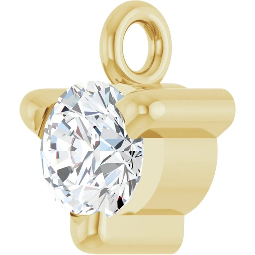 14K Yellow Gold Natural White Sapphire Charm