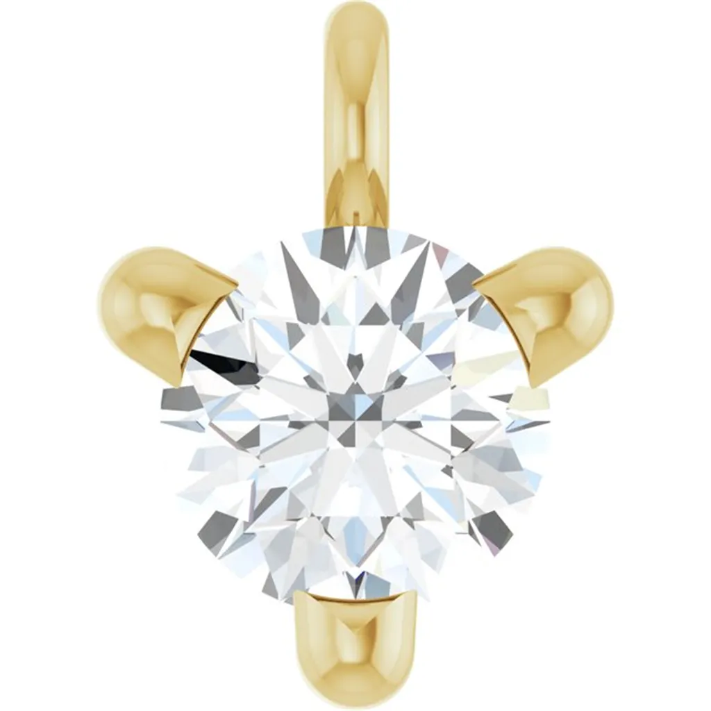 14K Yellow Gold Natural White Sapphire Charm