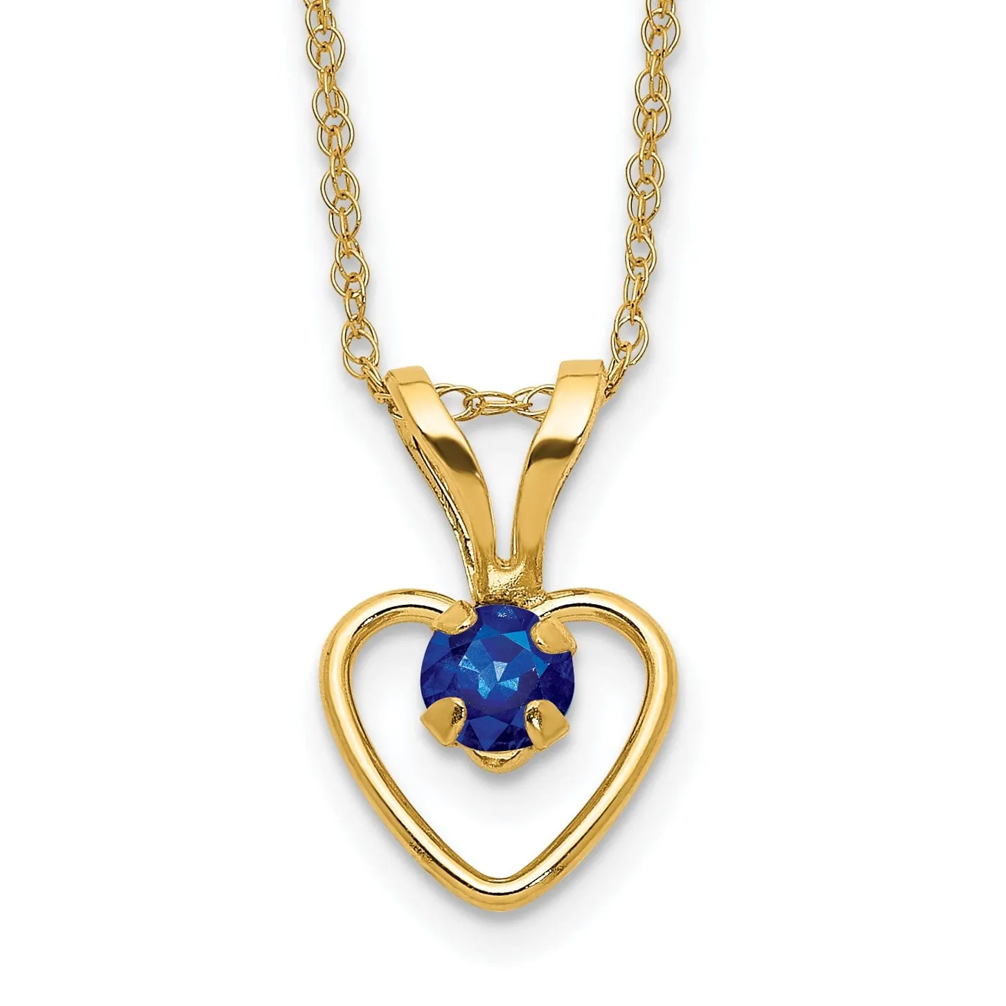 14k Yellow Gold Sapphire Heart Necklace