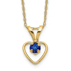 14k Yellow Gold Sapphire Heart Necklace