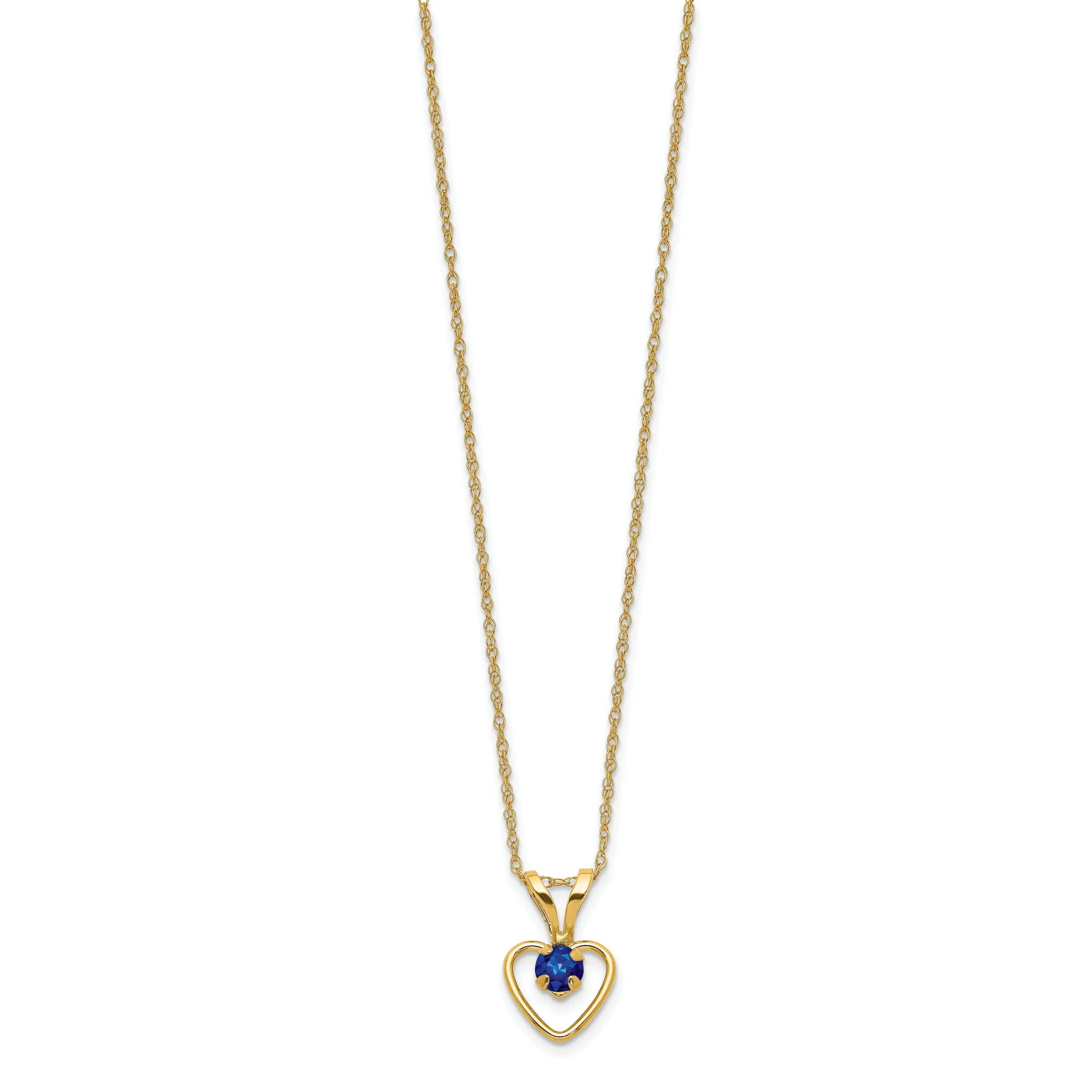 14k Yellow Gold Sapphire Heart Necklace